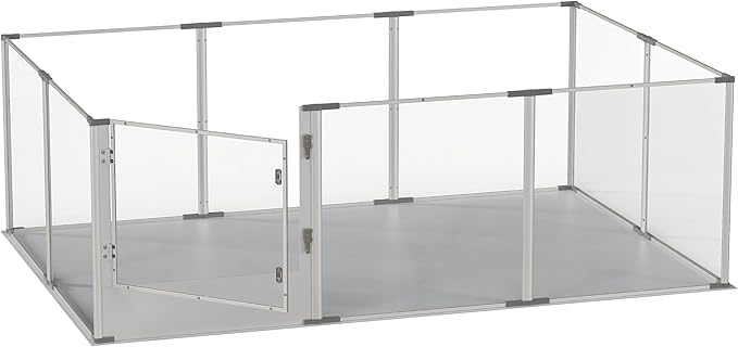 Dog Clear Playpen Fence Kennel: 10Panels Indoor Transparent Whelping Box Pen Cage with Waterproof whelping pad - Extra Long Acrylic Exercise Kennel with Metal Frame for Cats Puppy Rabbits Guinea Pig