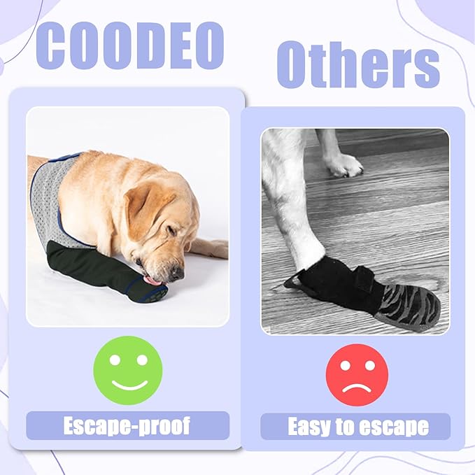 COODEO Dog Socks to Prevent Licking Paws, Healing Boots & Paw Protectors with Non-Slip Bottoms for Wound Protection, Waterproof Sleeve Shoes for Licking(Grey,M_Right