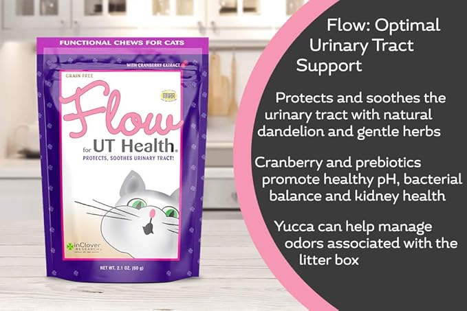 Flow Soft Chews for Daily Support for UT Health in Cats, Scientifically Formulated with Natural Ingredients for a Healthy Urinary Tract. 2.1oz. (60gm)