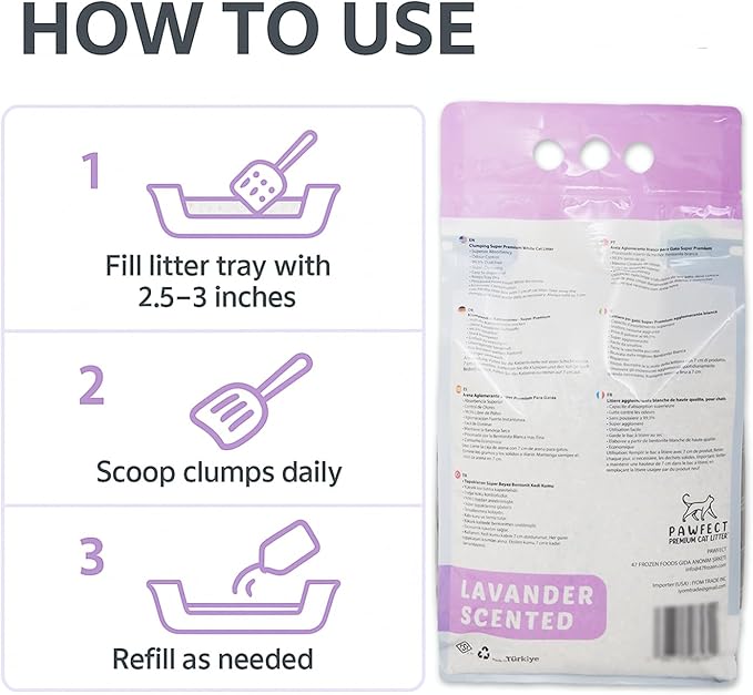 Lavender Scented Clumping Cat Litter – 17.2 lb / 9L, Dust-Free, Odor Control