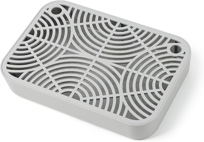 Litter Box Step, Cat Step/Ramp/Catcher with Filter Function, Easy to Clean, Filter Pedal Ideal for Kitten & Elderly Cats (Light Grey)