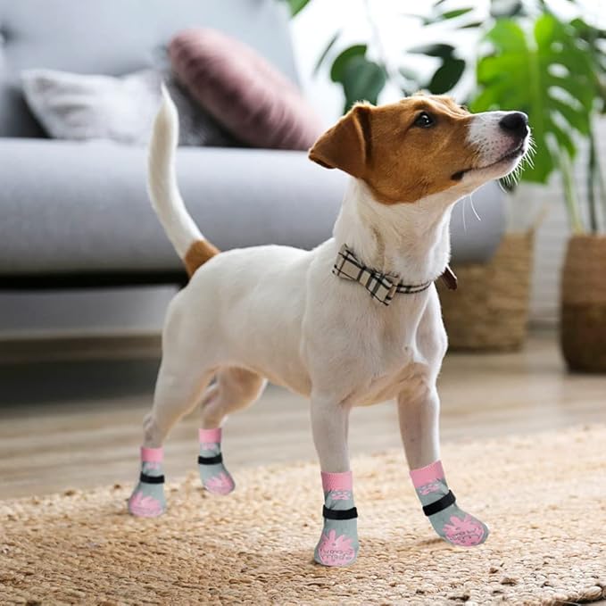 BEAUTYZOO Anti-Slip Dog Socks,Dog Shoes for Hot/Cold Pavement,Paw Protectors with Grips 3 Pairs for Puppy Small Medium Large Senior Old Dogs,Dog Socks to Prevent Licking and Hardwood Floor Protection