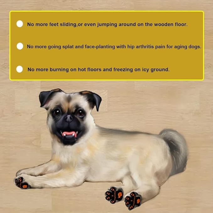 Dog Paw Pads Anti-Slip Grips,Dog Paw Protectors for Senior Dogs on Hot Pavement,Provides Traction to Keep Them from Slipping on Smooth Floors 12 sets-48 Pads Black M