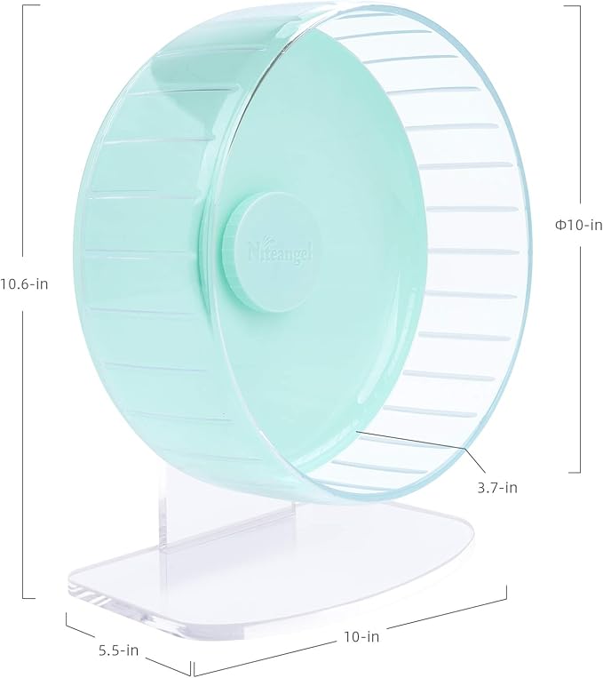 Niteangel Super-Silent Hamster Exercise Wheels: - Quiet Spinner Hamster Running Wheels with Adjustable Stand for Hamsters Gerbils Mice Or Other Small Animals (M, Mint Green)