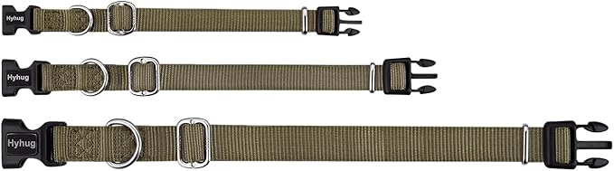 Hyhug Puppy Collar with Quick Release Buckle, Nylon Adjustable Durable Cute Dog Collar for Small Dogs, Male and Female(Small, Military Green)