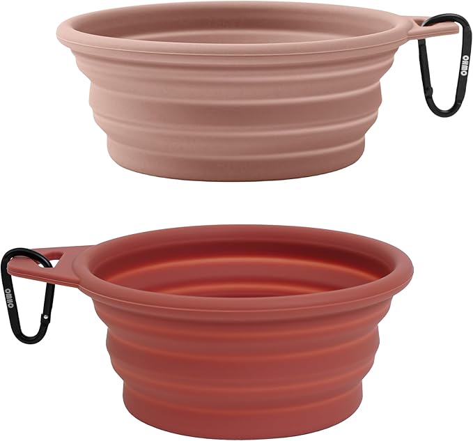 OHMO Large Collapsible Dog Bowls, (2 Pack 27oz/800ml) Premium Silicone Portable Travel Water Food Foldable Bowls Pet Feeding Bowl for Outdoor Camping Hiking