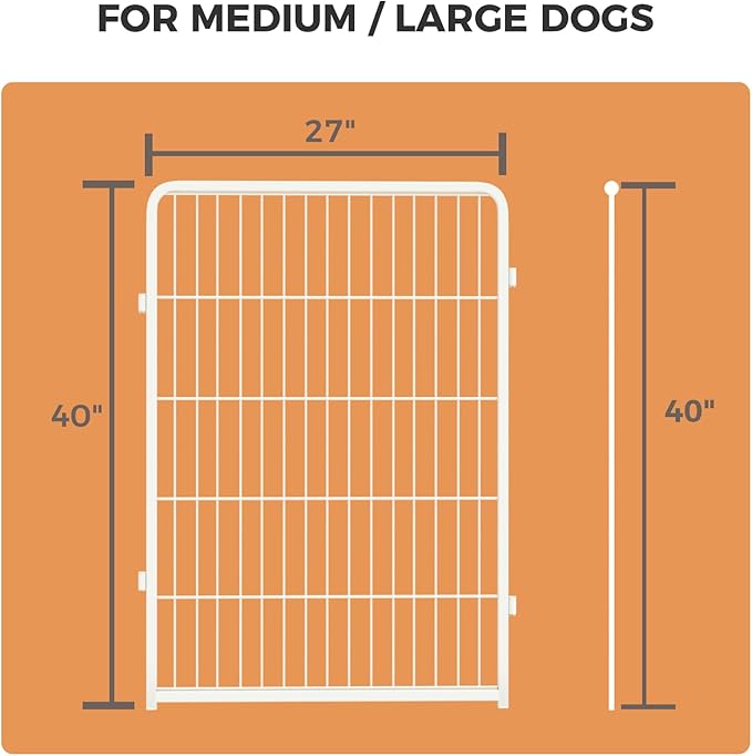 FXW Homeplus Unleashed Indoor Dog Playpen - Stress-Free and Safe Play, Heavy Duty 40 Inch 2 Wire Panels Dog Pen for Medium and Large Dogs, White│Patented