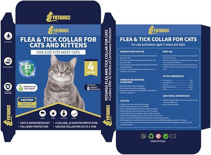 4 Pack Flea Collar for Cats, 32 Months Flea and Tick Prevention for Cats, Waterproof Cat Flea Collar, Natural Cat Flea and Tick Treatment, Adjustable Flea and Tick Collar for Cats Kittens(Pink&Purple)