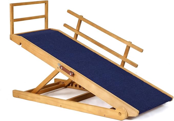 Dog Ramp for Beds, Cars, Couches, Dog Steps Anti-Slip Surface, Dogs Ramps for Old Small Pet,High Traction with Platform, 7 Adjustable Heights 16" to 27" Up, Portable Stairs Design for Dogs, 45.3" Long