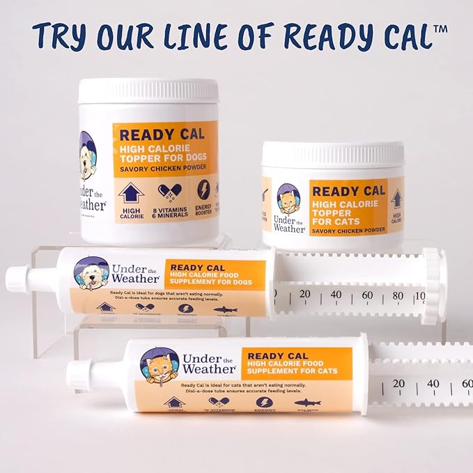 Under the Weather Ready Cal Powder for Cats | High-Calorie Weight Gainer & Appetite Stimulant | Cat Energy Booster Veterinarian-Approved Pet Supplement with Vitamins & Minerals | Chicken Flavor
