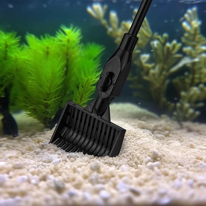 6 in 1 Aquarium Cleaning Tool Kit Fish Tank Algae Scraper, Sponge Pad, Fish Net, Gravel Rake and Cleaning Brush with Telescopic Long Handle