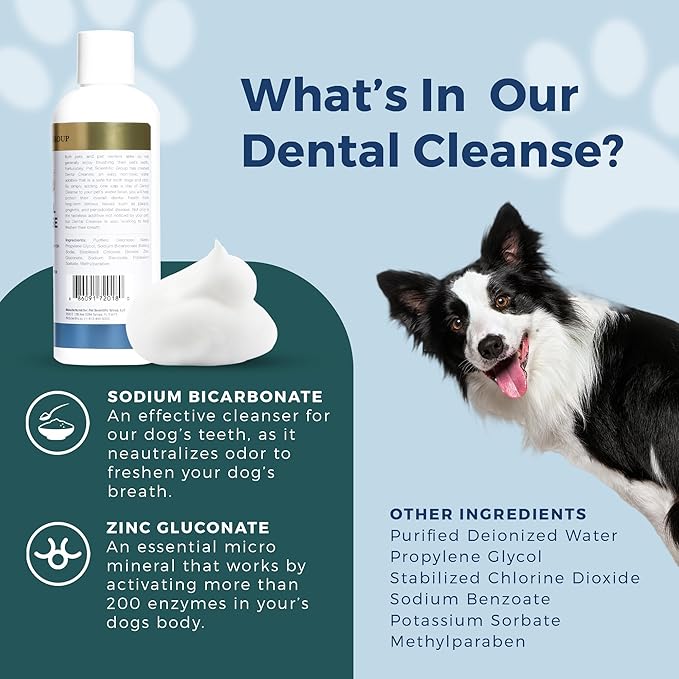 Petscy - Dental Cleanse, All-Natural Cat & Dog Tartar Remover for Teeth, Cat & Dog Water Additive for Dental Care, Suitable for All Ages, Breeds & Sizes, 8 Oz