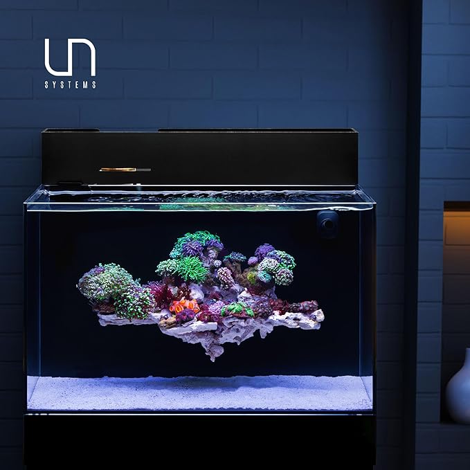Ultum Nature Systems Dual AIO - Freshwater/Saltwater Compatible All in One Rimless Tank with Triple Chamber Filtration System, Integrated Filter Aquarium w/Leveling Mat - 20 Gallon, 60A, Black