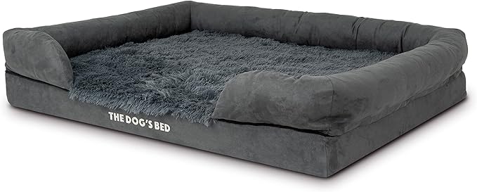 The Dog’s Bed, XL Grey Fur 43.5x34,Memory Foam, Pain Relief: Arthritis, Hip & Elbow Dysplasia, Post Surgery, Lameness, Supportive, Calming, Waterproof Washable Cover, Veterinary Approved