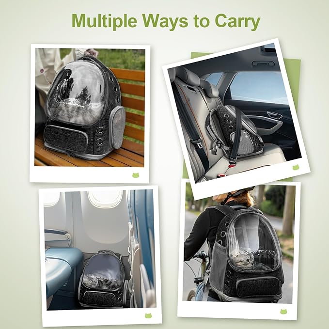 Expandable Cat Backpack,Cat Bubble Backpack Carrier for Carrying Cats, Pets and Small Dogs,Airline-Approved,Designed for Travel, Hiking, Walking,Car (Black
