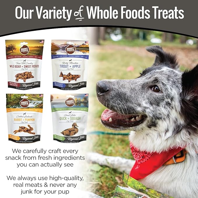 Smart Cookie All Natural Soft Dog Treats - 4 Flavor Variety Pack (5oz Each) - Healthy Dog Treats for Dogs & Puppies with Allergies, Sensitive Stomachs - Chewy, Grain Free, Made in USA