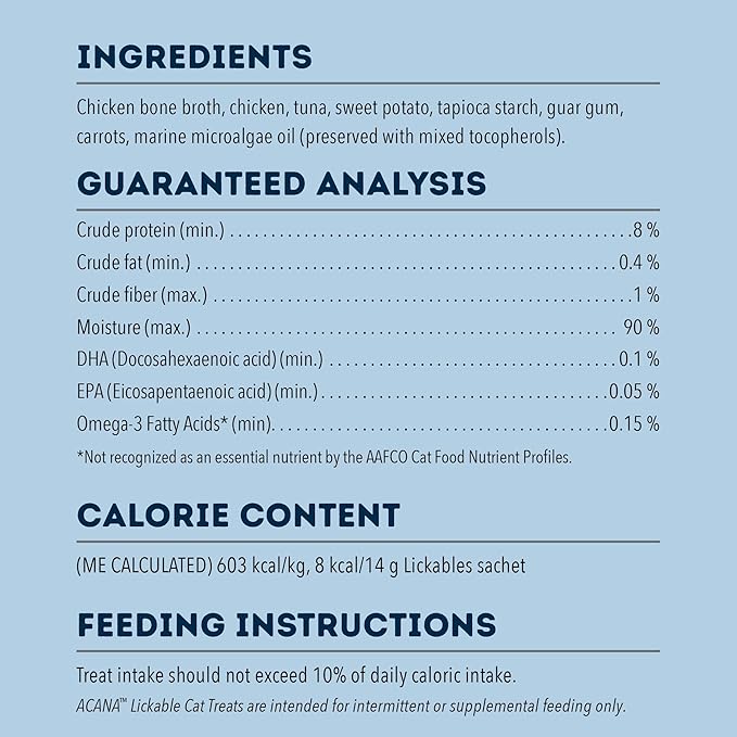 ACANA Lickables Cat Treats Chicken & Tuna Recipe .5oz Tubes (5 Count)