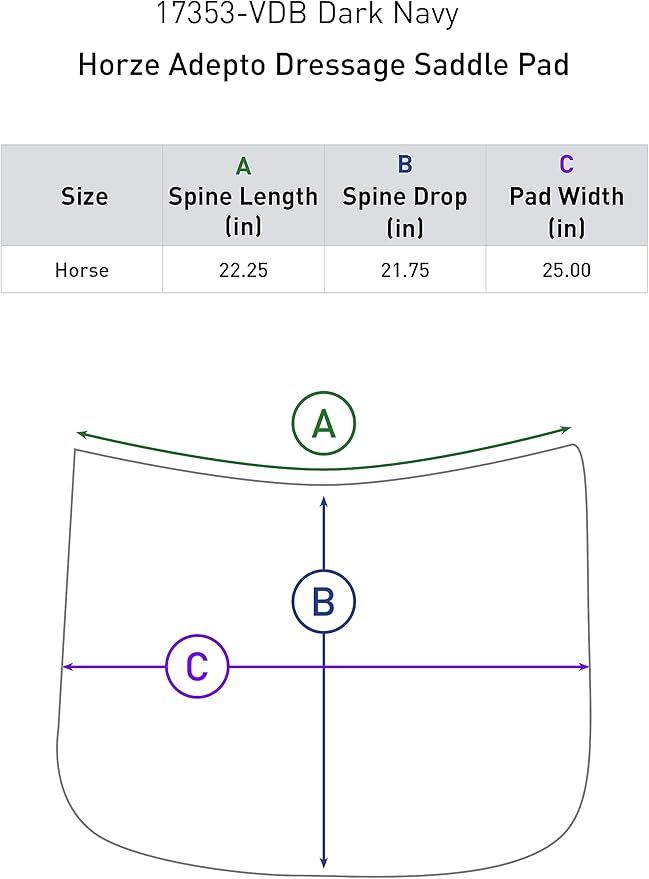 HORZE Adepto Quilted Quick-Dry Dressage Saddle Pad for Horses with Two-Tone Trim