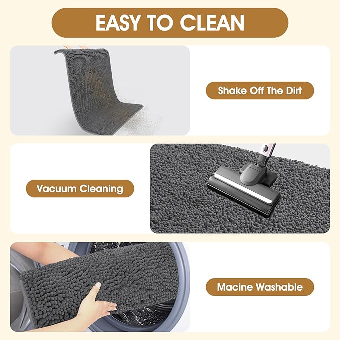 IM HOME Extra Large 71" x 25" Grey Dog Door Mats for Muddy Paws, Chenille Absorbent Dog Mat, Non Slip Heavy Mud Mat for Dogs, Soft Pet Bed Mat for Entryway, Mud Paws, Inside Floor