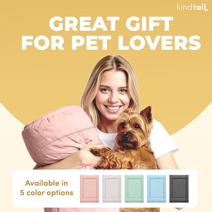 KindTail Dog Crate Pad - Soft Velvet, Reversible Bed - Machine Washable Kennel Mat for Pets up to 15 lbs, Mattress for Cozy Sleeping - 20” x 15” x 1” (Dark Grey, Small)