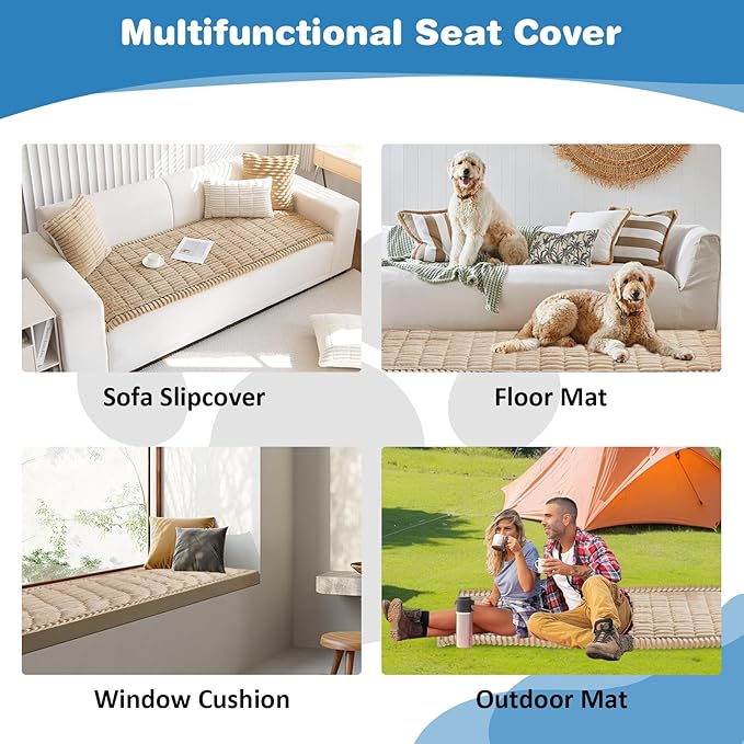 VClife Dog Bed Mat for Car, Anti Slip Pet Bed Travel Pad Comfortable Furry Dog Car Seat Cover for Backseat Extender, Washable Pet Cushion Bed Mat for Indoors & Outdoors (Brown, 59"×27.6")