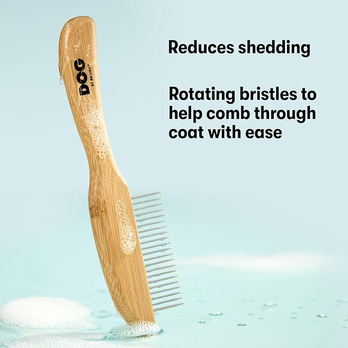 DOG by Dr Lisa - Comb - Detangling Dog Comb - Dematting Grooming Tool - Metal Combs Teeth Removes Knots and Tangles - Stimulate Blood Flow and Increase Natural Coat Oils - Made From Sustainable Bamboo