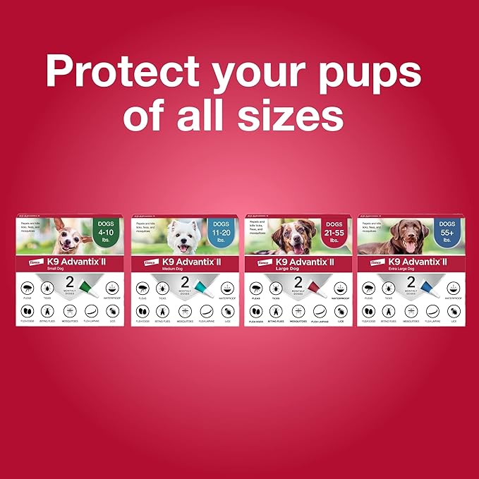 K9 Advantix II Large Dog Vet-Recommended Flea, Tick & Mosquito Treatment & Prevention | Dogs 21-55 lbs. | 2-Mo Supply (Packaging may vary)