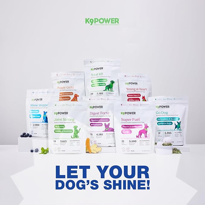 K9 Power Show Stopper for Dogs 1lb – Boosts Coat Shine & Promotes Healthy Skin Tone - Strengthens Immune System - Enhances Digestive Health