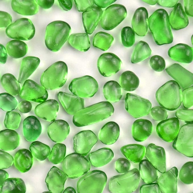 WAYBER Glass Stones, 1Lb/460g Irregular Sea Glass Pebbles Non-Toxic Artificial Gemstones for Vase Filler/Handmade Gift/Terrarium Flowerpot Aquarium Turtle Tank Decoration, Green