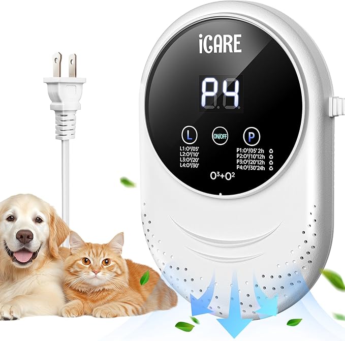 Ozone Odor Eliminator for Strong Odor 99% Cat Litter Deodorizer Pets Poof Odor Removal Air Ionizers Home Plug-in Air Purifier for Bedroom, Toilet, Kitchen, Shoe, Smoke, Formaldehyde Air Freshener