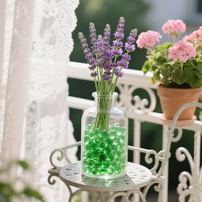 0.96LB Glass Beads Vase Filler Aquarium Gravel Decor Flat Glass Marbles Gems Pebbles Fish Tank Rocks Home Decorative Art Craft - Green