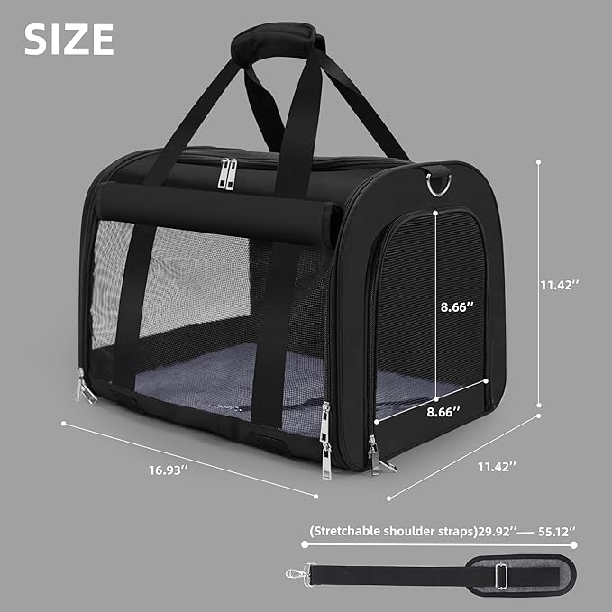 TWDEPART Cat Carrier Backpack - Multifunctional, Firm & Foldable with Roll-Up Shade, Breathable Design Includes Collapsible Bowl & Cushion (Black)