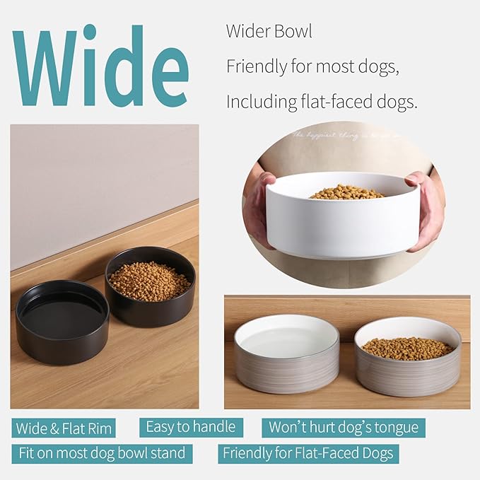 Dog Bowl Ceramic for Medium Large Breed, Heavy Weighted Dog Food Water Feeder Dish,8 in Non - Slip Modern Cute Extra Big Porcelain Pet Bowl Maze Marble Pink