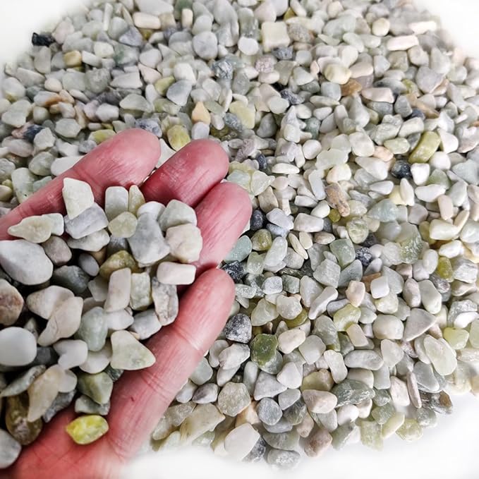 Small Natural Rocks Decorative Pebbles Tiny Gravel for Aquarium Gravels,Fish Turtle Tank,Soil Cover, Indoor Outdoor Garden Succulent Plants Top Dressing,Zen Garden,Vase Fillers,2 LB,Light Green Mix
