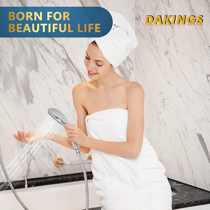 6 Spray Modes High Pressure Handheld Showerhead Set Upgraded 5 Inches Shower Head with Handheld Spray Premium Chrome Handheld Shower Head 60 Inches Stainless Steel Hose-1-Min Install