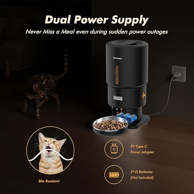 Automatic Cat Feeder - 5L Anti-Clog Cat Food Dispenser with Freshness Preservation, 1-6 Meals/Day, Programmable Portions, 10s Voice, 180-Day Battery Life, Auto Pet Feeder for Multi Cats and Dogs