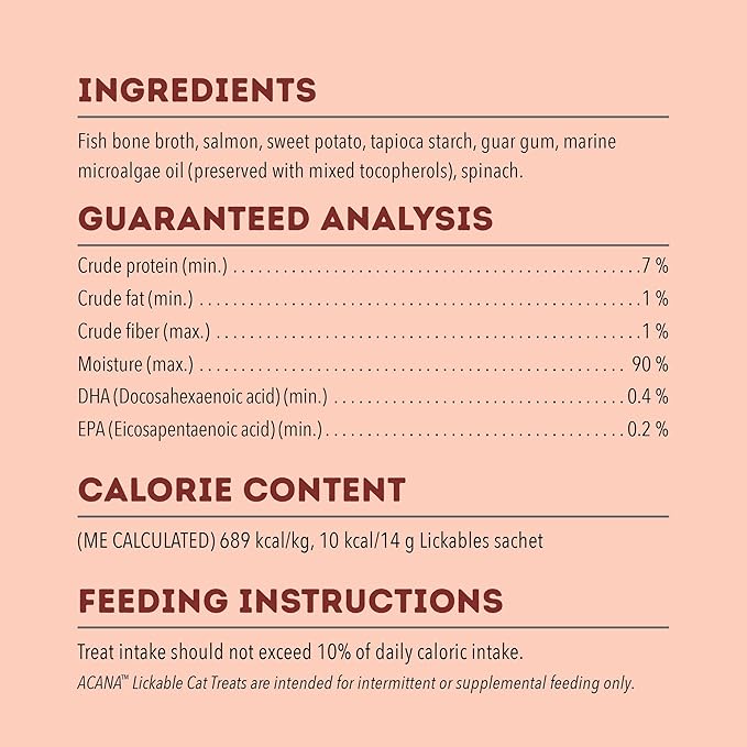 ACANA Lickables Cat Treats Salmon Recipe .5oz Tubes (5 Count)