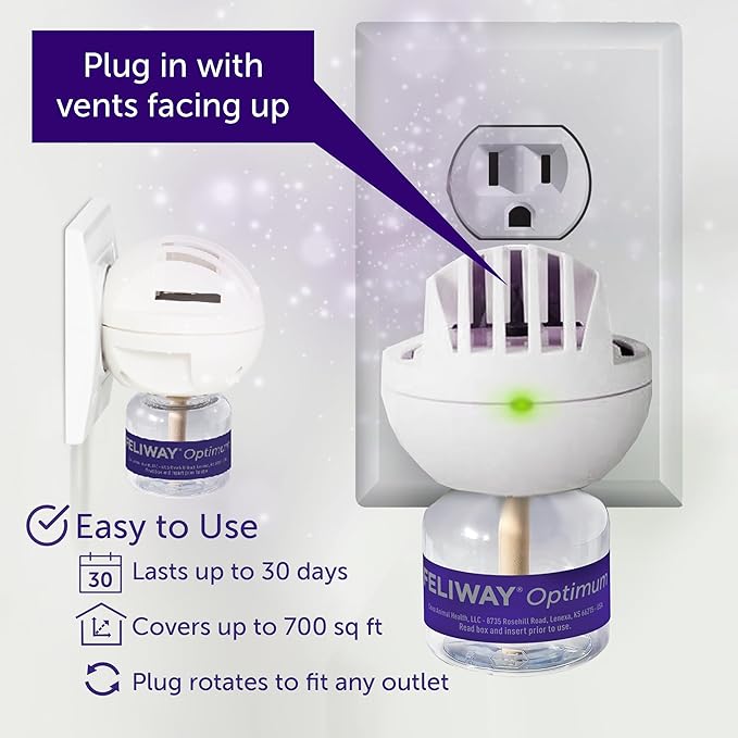 FELIWAY Optimum 6 x 30 Day Cat Calming Refills for Pheromone Diffuser, 6 x 48ml Value Pack - Helps Reduce Common Signs of Stress in Cats & Kittens, Enhanced Calming
