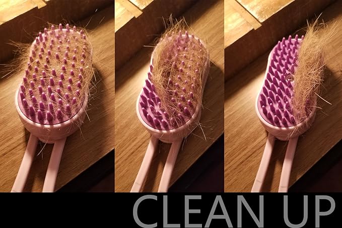 Cat Steam Brush, Helps Reduce Cat Hair, Easy Cleaning Top, Steam Brush with Silicone Massage Bristles for Cats or Dogs, Best for Long-haired Cats or Dogs (Beige)