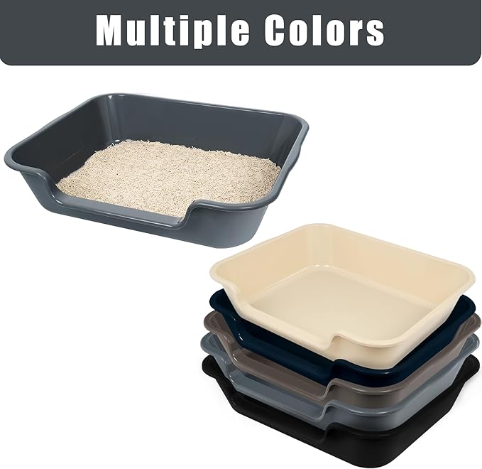 1 Pack of Extra Large Cat Litter Box (ABS Material), Low Entry Senior Litter Pen for Geriatric Kitty Big Cats, Jumbo Pet Safe Litter Boxes Tray for Pets Potty (Beach Sand, 20" L x 15.5" W)