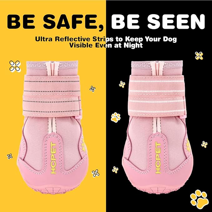 Hcpet Dog Shoes, Dog Boots for Small Dogs, Breathable Medium Dog Booties Paw Protector for Summer Hot Pavement, Winter Snowy Day, Outdoor Walking, Indoor Hardfloors Anti Slip Sole Pink Size 3