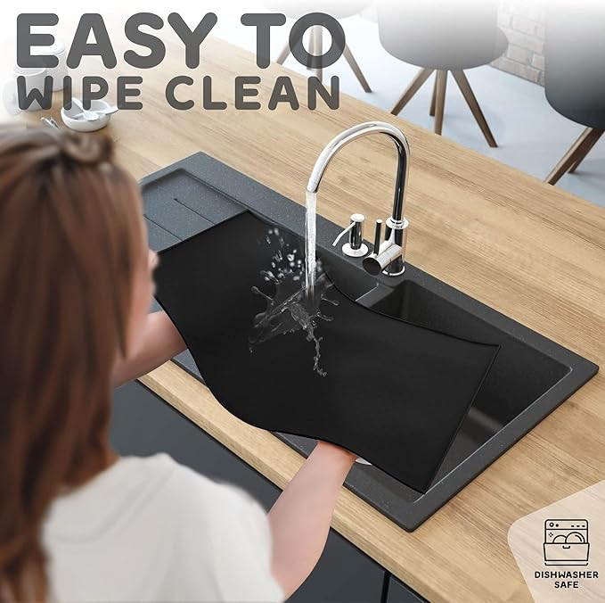Dog Food Mat - Raised Edges Dogs Mat for Food and Water Prevent Spill, Waterproof Cat Food Mats Protect Floors, Easy Clean Dog Bowl Mats for Food and Water, Silicone Pet Food Tray