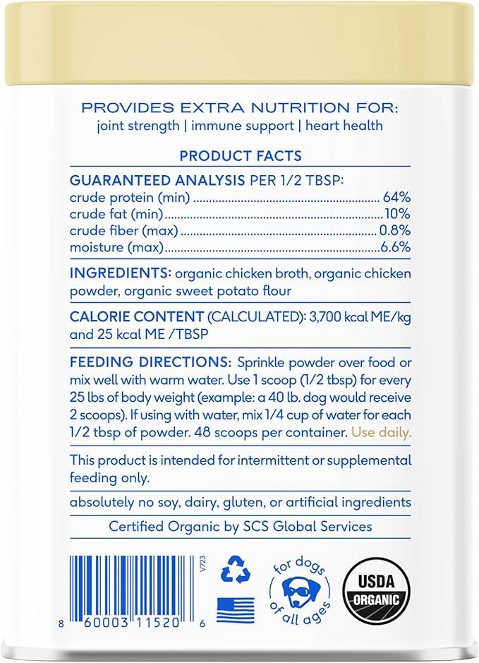 Native Pet Bone Broth for Dogs and Cats - Chicken Bone Broth Powder Dog Food Toppers for Picky Eaters - Provides Extra Nutrition for Joint Strength, Immune Support & Heart Health - 48 Scoops