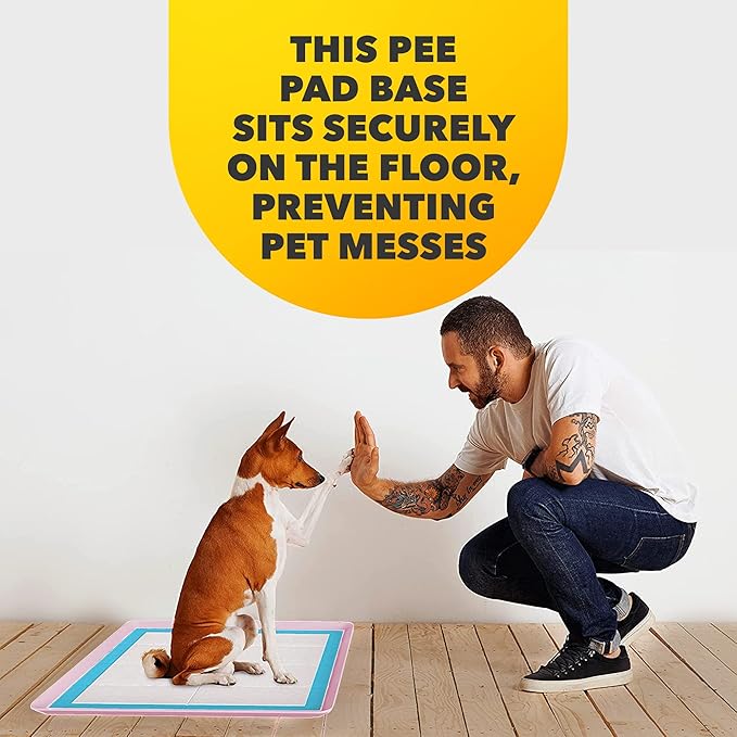 TidyFriend 2 Pack Dog Pee Pad Holder Tray Fits for 24” x 24” Wee Wee Pee Pads - Stable Grip, Raised Edges, Quick-Wipe Silicone Surface Dog Potty Tray Holder for Indoor Flooring Protection (Rose)