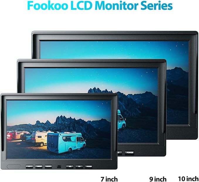 Fookoo Ⅱ 10" 1080P Wired Backup Camera System,10-inch HD Dual Split Screen Monitor with Recording IP69 Waterproof Rear View Camera Parking Lines Supports Up to 2 Cameras for Truck/Trailer/RV(DY101)