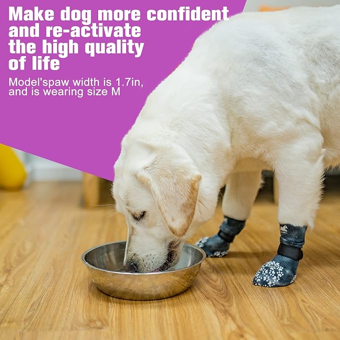 EXPAWLORER Anti Slip Dog Socks to Prevent Licking Paws, Dog Shoes for Hot Pavement, Dog Booties for Small Medium Large Senior Dogs, Traction Control Dog Boots & Paw Protectors for Hardwood Floors