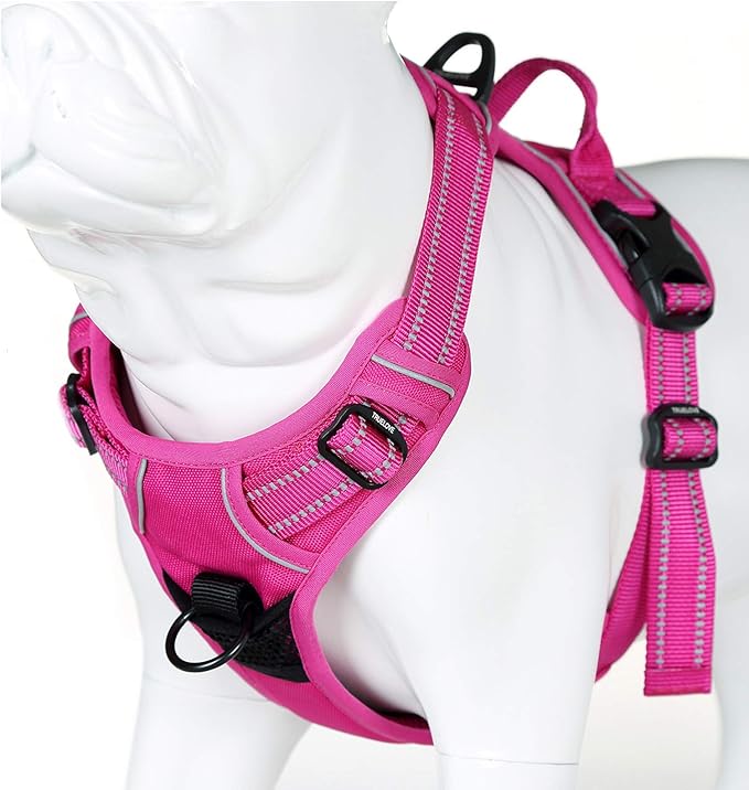 Truelove No Pull Dog Harness with Easy Control Handle and 2 Leash Attachments,Reflective Adjustable Pet Vest
