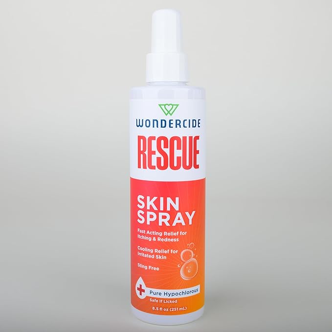 Wondercide Rescue - Skin Spray for Pets - Allergy Care, Rash, Redness, and Itch Relief for Dogs and Cats with Pure Hypochlorous - 8.5 oz