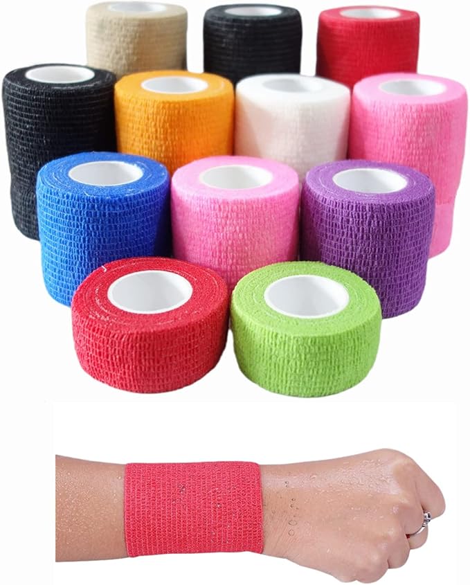 6 Pack 2" x 5 Yards Self Adhesive Bandage Wrap Breathable Cohesive Vet Wrap for Pets, Elastic Self-Adherent Tape for Sports, Wrist, Ankle (Blue)