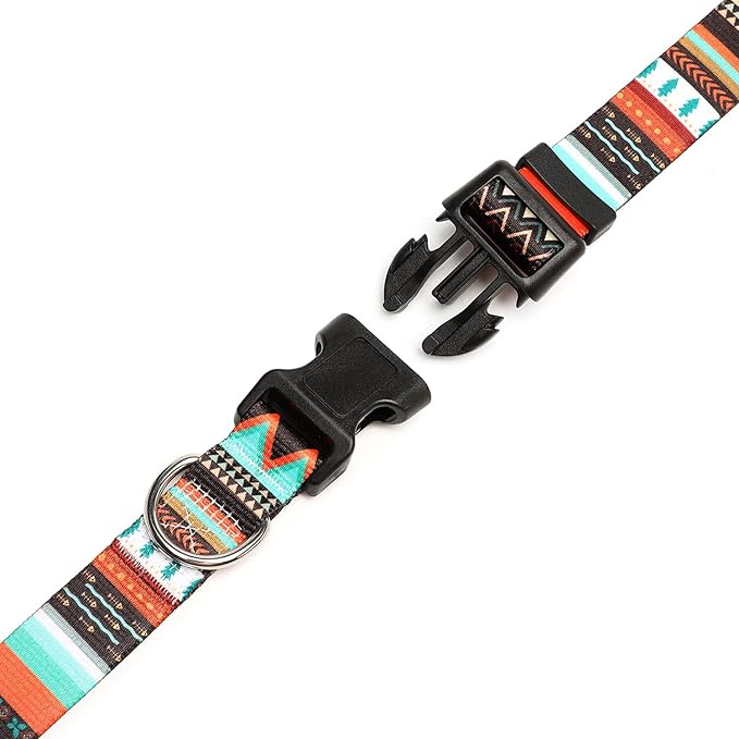 Mercano Adjustable Dog Collar - Special Design Patterns, Soft Nylon Comfortable Durable Pet Collar for Small Medium Large Dogs (XS, Tribal Green)